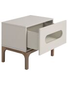 Table de chevet avec éclairage gris/noyer - 60x41x51 cm