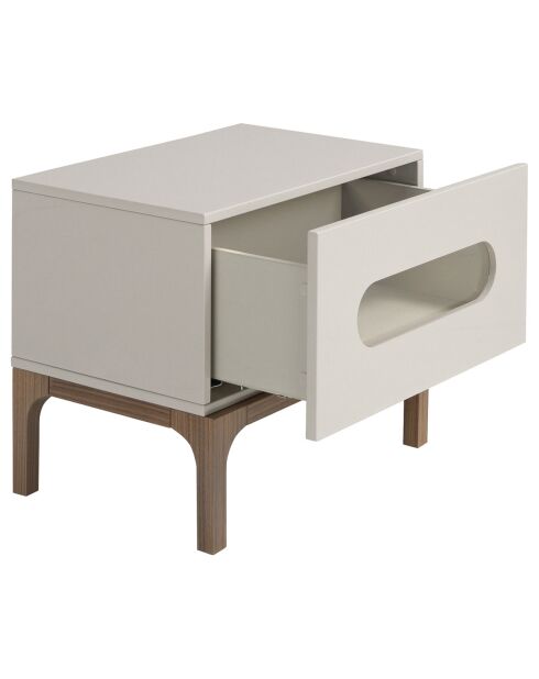 Table de chevet avec éclairage gris/noyer - 60x41x51 cm