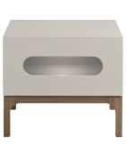 Table de chevet avec éclairage gris/noyer - 60x41x51 cm