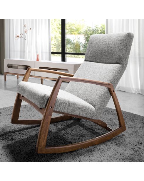 Fauteuil à bascule gris/noyer - 68x90x96 cm