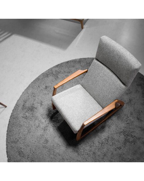 Fauteuil à bascule gris/noyer - 68x90x96 cm