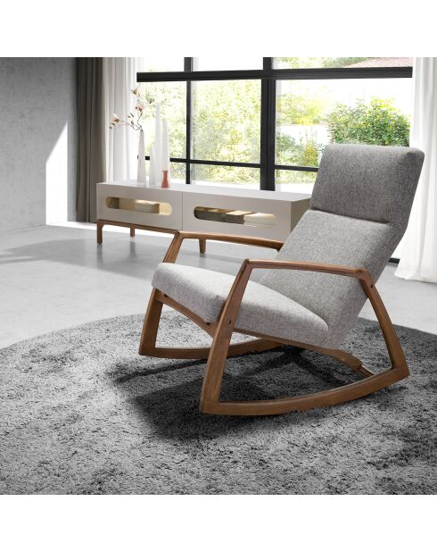Schaukelstuhl in Grau/Nussbaum - 68x90x96 cm