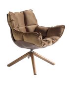 Fauteuil pivotant brun/noyer - 70x75x94 cm