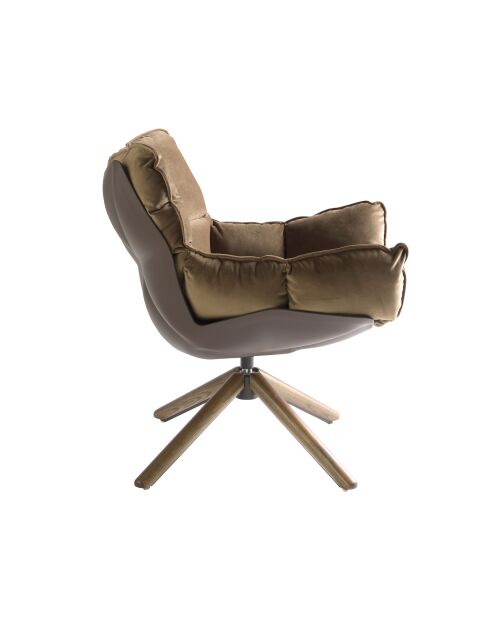 Fauteuil pivotant brun/noyer - 70x75x94 cm