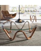 Fauteuil pivotant brun/noyer - 70x75x94 cm