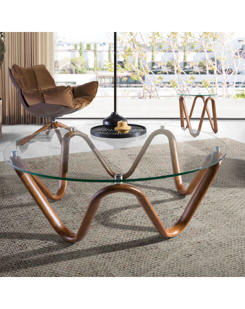 Fauteuil pivotant brun/noyer - 70x75x94 cm