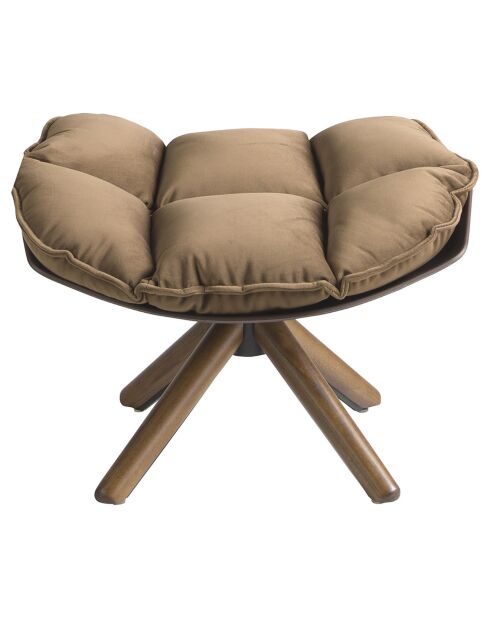 Pouf rembourré en Velours marron/noyer - 69x54x41 cm
