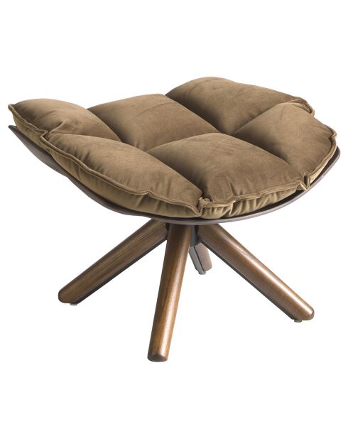 Pouf rembourré en Velours marron/noyer - 69x54x41 cm