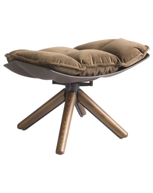 Pouf rembourré en Velours marron/noyer - 69x54x41 cm