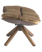 Pouf rembourré en Velours marron/noyer - 69x54x41 cm