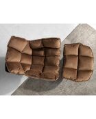 Pouf rembourré en Velours marron/noyer - 69x54x41 cm