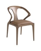 Chaise en similicuir marron avec dossier marron/noyer - 53x58x78 cm