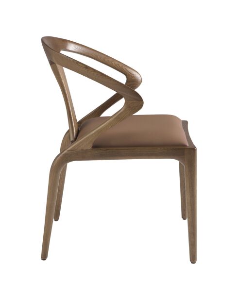 Chaise en similicuir marron avec dossier marron/noyer - 53x58x78 cm