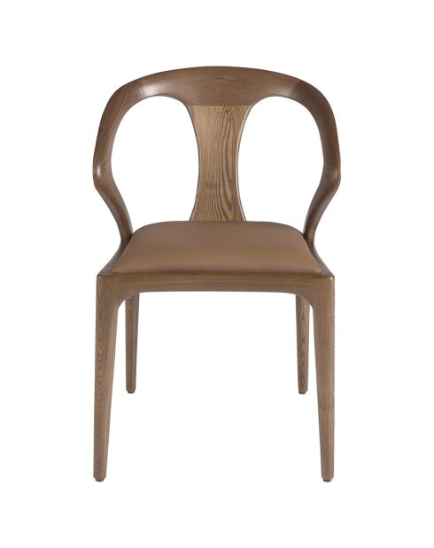 Chaise en similicuir marron avec dossier marron/noyer - 53x58x78 cm