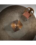 Moderner runder Esstisch aus Kristall/Nussbaum - Ø130x75 cm