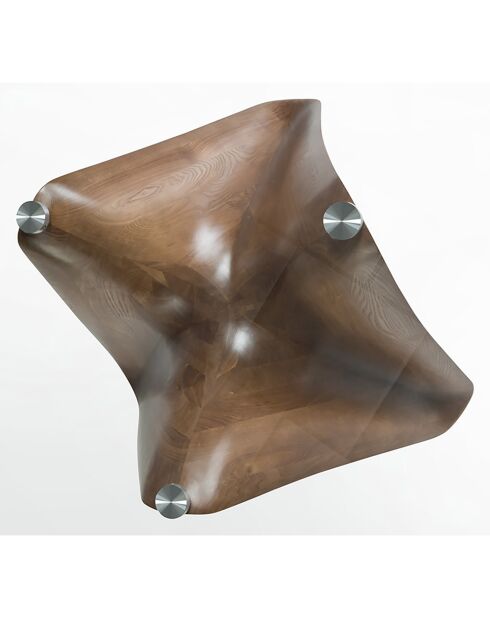 Table de salle à manger ronde moderne cristal/noyer - 140x140x75 cm