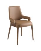 Chaise similicuir marron/noyer - 51x58x79 cm