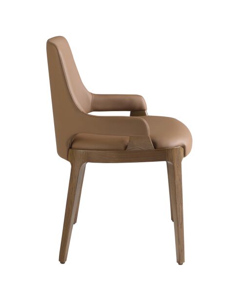 Chaise similicuir marron/noyer - 51x58x79 cm