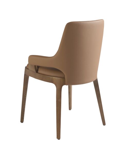 Chaise similicuir marron/noyer - 51x58x79 cm