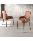 Chaise similicuir marron/noyer - 51x58x79 cm
