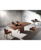 Chaise similicuir marron/noyer - 51x58x79 cm