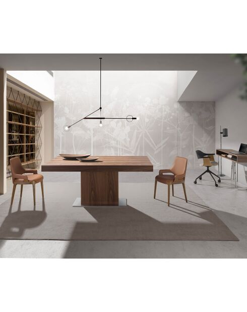 Stuhl aus Kunstleder in Braun/Nussbaum - 51x58x79 cm