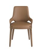Chaise similicuir marron/noyer - 51x58x79 cm