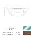 Table basse ronde au design moderne cristal/noyer - 50x50x51 cm