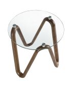 Table d'appoint ronde moderne. cristal/noyer - 115x115x38 cm