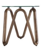 Table d'appoint ronde moderne. cristal/noyer - 115x115x38 cm