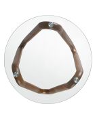 Table d'appoint ronde moderne. cristal/noyer - 115x115x38 cm