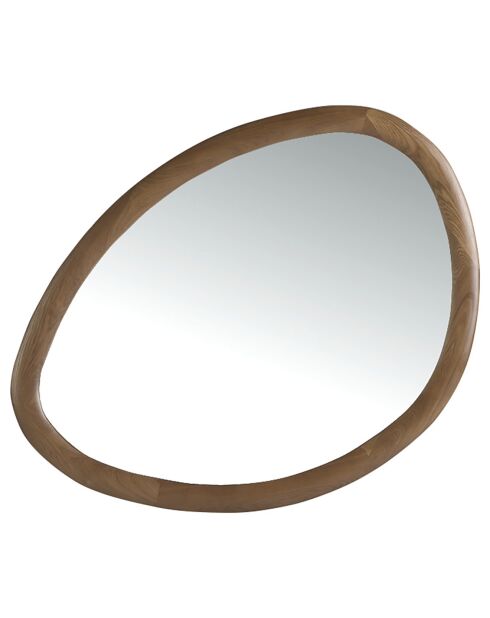 Miroir mural organique avec cadre en bois noyer - 95x75x3 cm