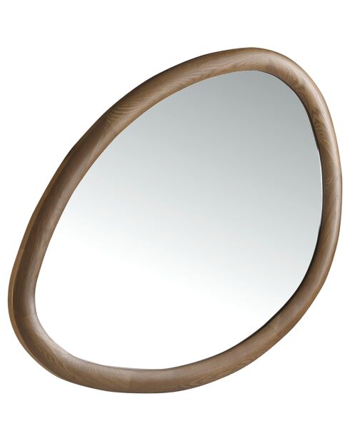Miroir mural organique avec cadre en bois noyer - 95x75x3 cm