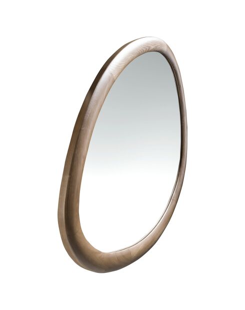 Miroir mural organique avec cadre en bois noyer - 95x75x3 cm