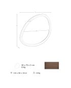 Miroir mural organique avec cadre en bois noyer - 95x75x3 cm