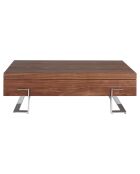 Table basse rectangulaire noyer/chrome - 130x68x39 cm