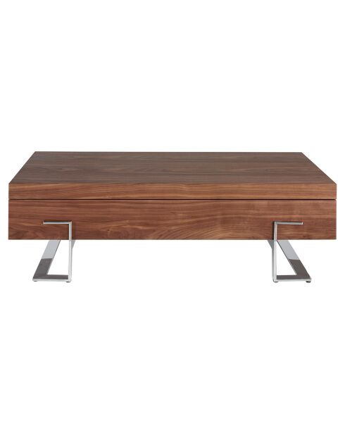 Table basse rectangulaire noyer/chrome - 130x68x39 cm
