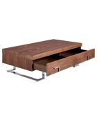 Table basse rectangulaire noyer/chrome - 130x68x39 cm