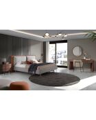 Lit double sommier à lattes marron/gris - 228x221x103 cm