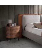 Lit double sommier à lattes marron/gris - 228x221x103 cm