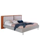 Lit double sommier à lattes marron/gris - 228x221x103 cm