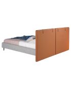 Lit double sommier à lattes marron/gris - 228x221x103 cm