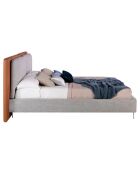 Lit double sommier à lattes marron/gris - 228x221x103 cm