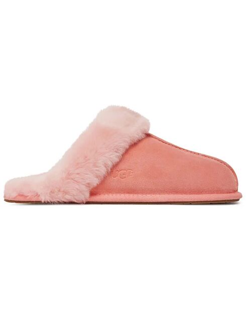 Chaussons fourrés en Velours de Cuir Scuffette II corail