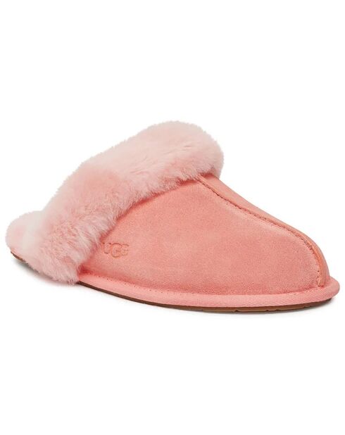 Chaussons fourrés en Velours de Cuir Scuffette II corail