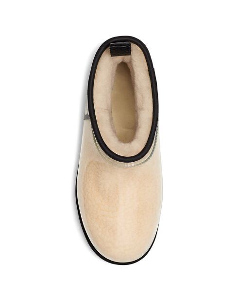 Boots imperméables fourrées Laine Classic Clear Mini beiges