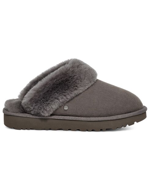 Chaussons fourrés en Velours de Cuir Classic Slipper II gris