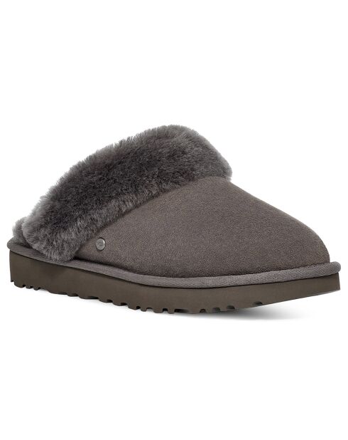 Chaussons fourrés en Velours de Cuir Classic Slipper II gris