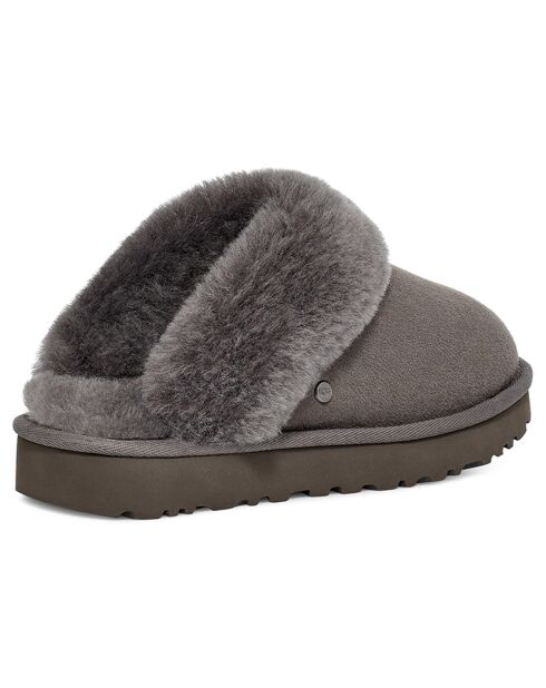 Chaussons fourrés en Velours de Cuir Classic Slipper II gris