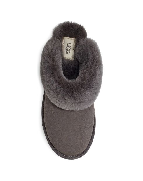 Chaussons fourrés en Velours de Cuir Classic Slipper II gris